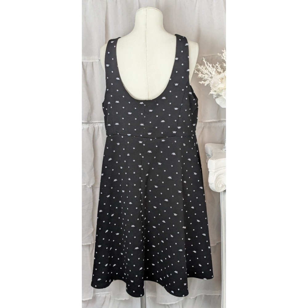Torrid Black White Polka Dot Cat Face Pullover Stretch Flare Dress Plus Size 2X - Picture 5 of 10